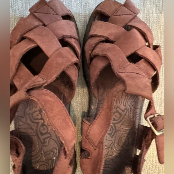 Teva Cross Up Brown Soft Leather Fisherman Sandals Women’s Size 8 Woven Leather - Picture 4 of 6